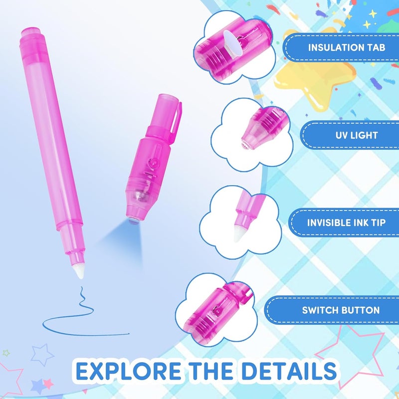Daemson Invisible Ink Pens with UV Light, 80 PCS Bulk Spy Pens for Kids Party Favors, Secret Message Marker Set for Halloween Goodie Bags, Christmas Stocking Stuffers, Classroom Prizes & Treasure Hunt - Image 3
